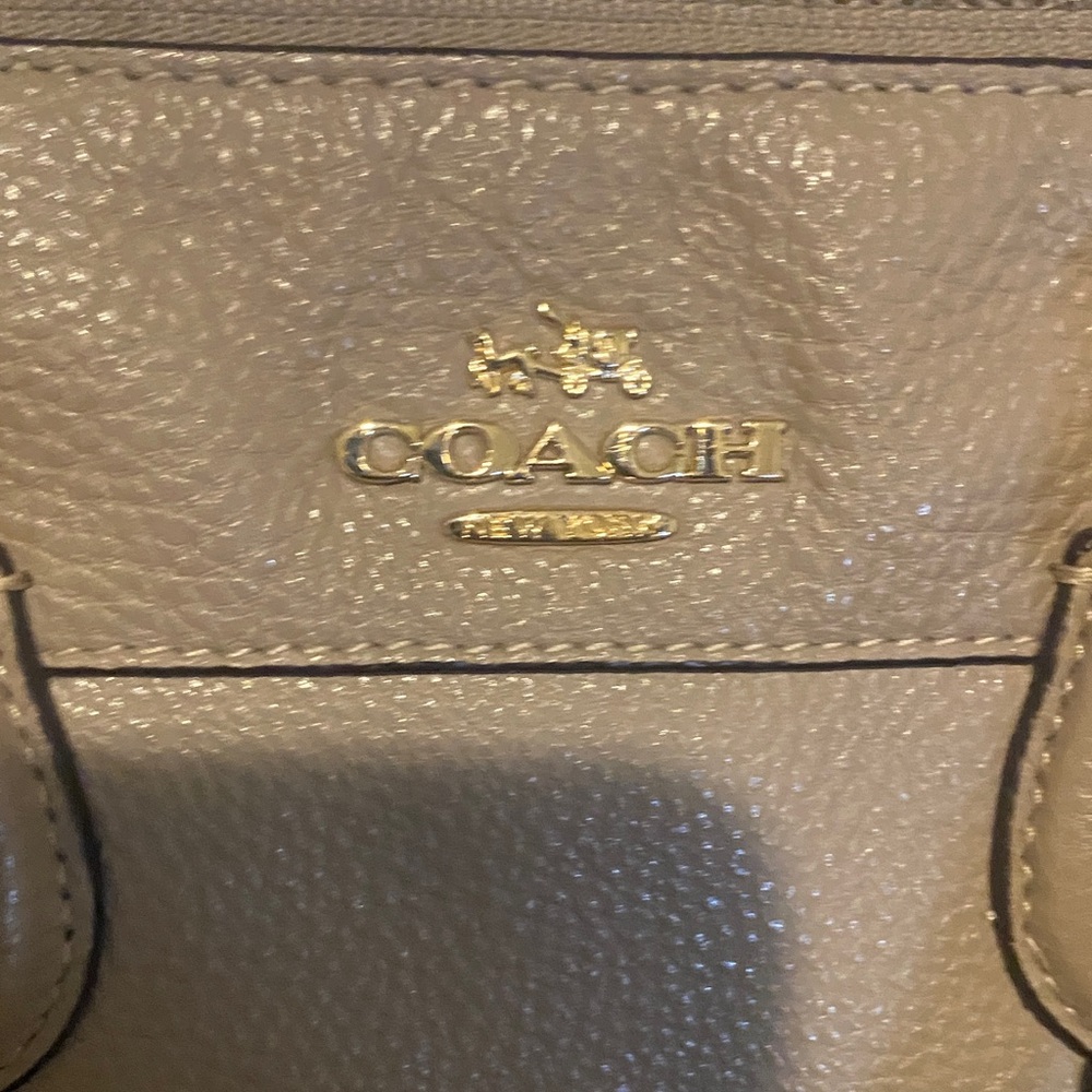 Coach Pebbled Leather Tote in Taupe - Picture 2 of 15